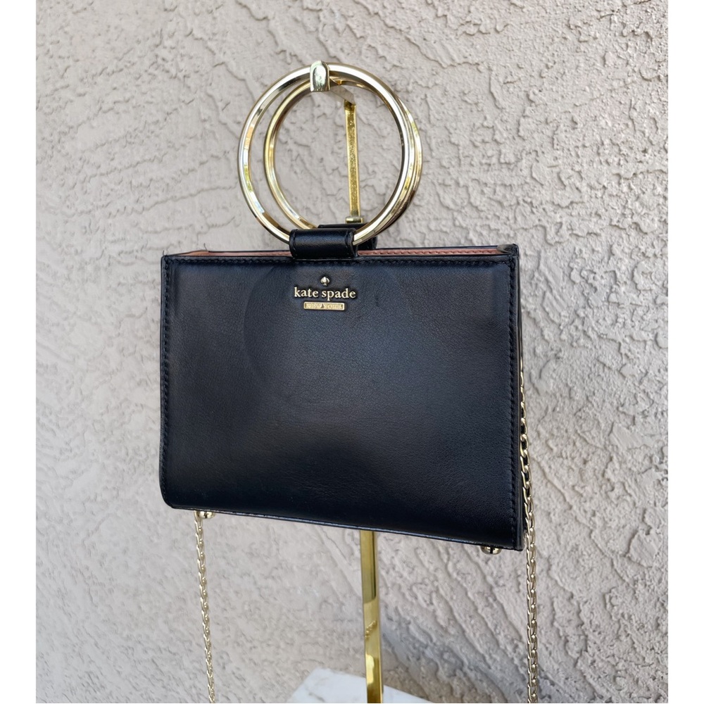 KATE SPADE Black Leather Mini Sam Bag w/ Round Handles & Detachable Chain Strap - Picture 8 of 14